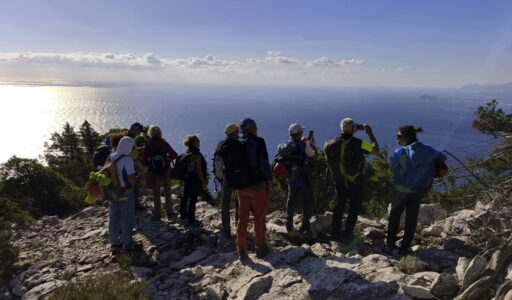 Guided group of hikers on the Selvaggio Blu trek in Sardinia